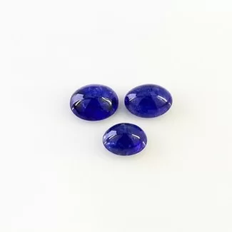 12.28 Cts. Tanzanite 10x7.5-11x9mm Smooth Oval Shape A Grade Cabochons Parcel - Total 3 Pcs.