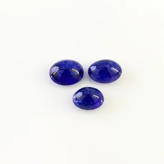 12.28 Cts. Tanzanite 10x7.5-11x9mm Smooth Oval Shape A Grade Cabochons Parcel - Total 3 Pcs.