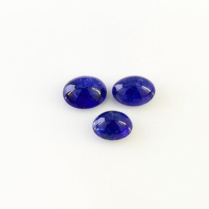 12.28 Cts. Tanzanite 10x7.5-11x9mm Smooth Oval Shape A Grade Cabochons Parcel - Total 3 Pcs.