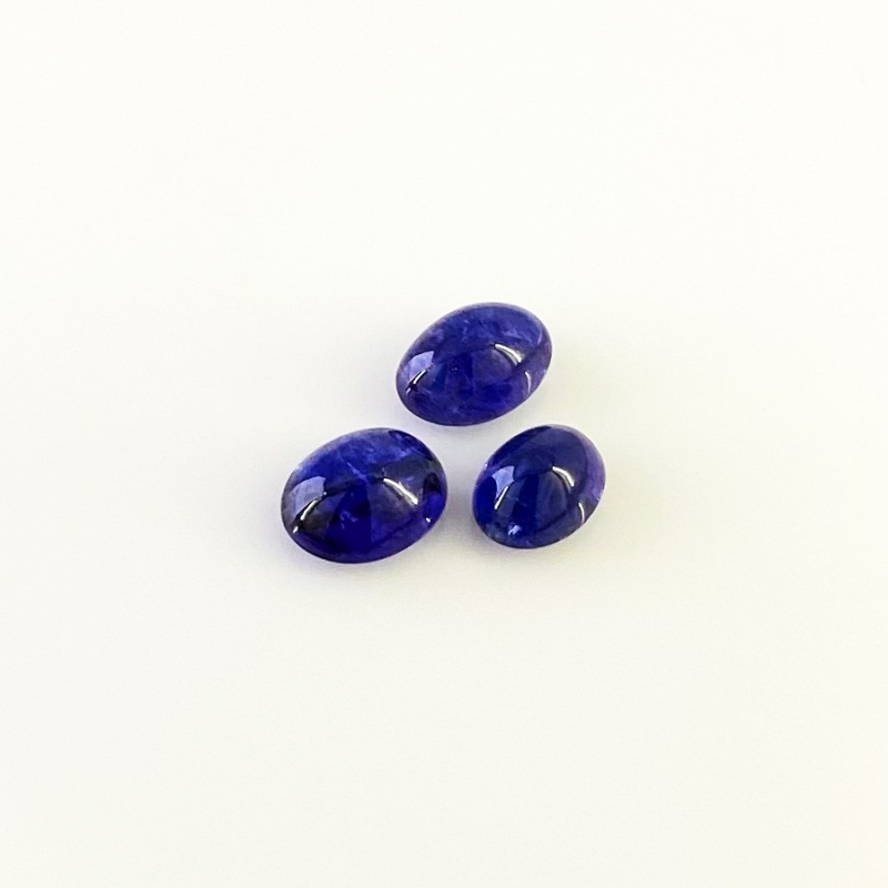 12.28 Cts. Tanzanite 10x7.5-11x9mm Smooth Oval Shape A Grade Cabochons Parcel - Total 3 Pcs.