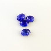 11.12 Cts. Tanzanite 9x7-10x7.5mm Smooth Oval Shape A+ Grade Cabochons Parcel - Total 4 Pcs.