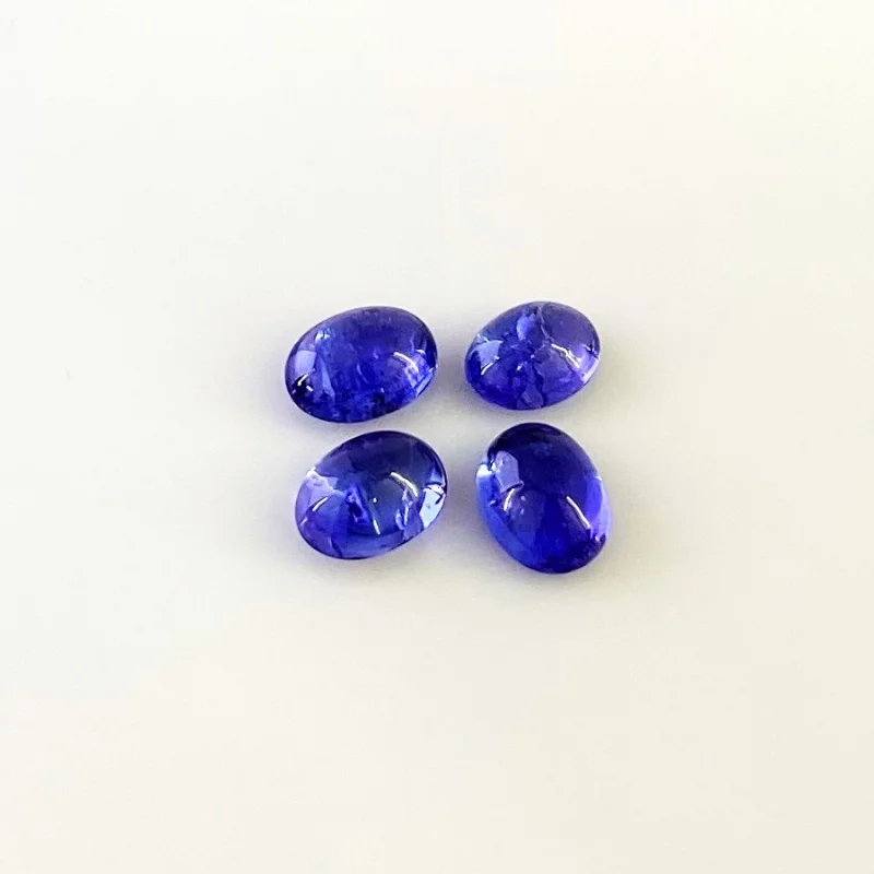 11.12 Cts. Tanzanite 9x7-10x7.5mm Smooth Oval Shape A+ Grade Cabochons Parcel - Total 4 Pcs.
