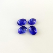 11.12 Cts. Tanzanite 9x7-10x7.5mm Smooth Oval Shape A+ Grade Cabochons Parcel - Total 4 Pcs.