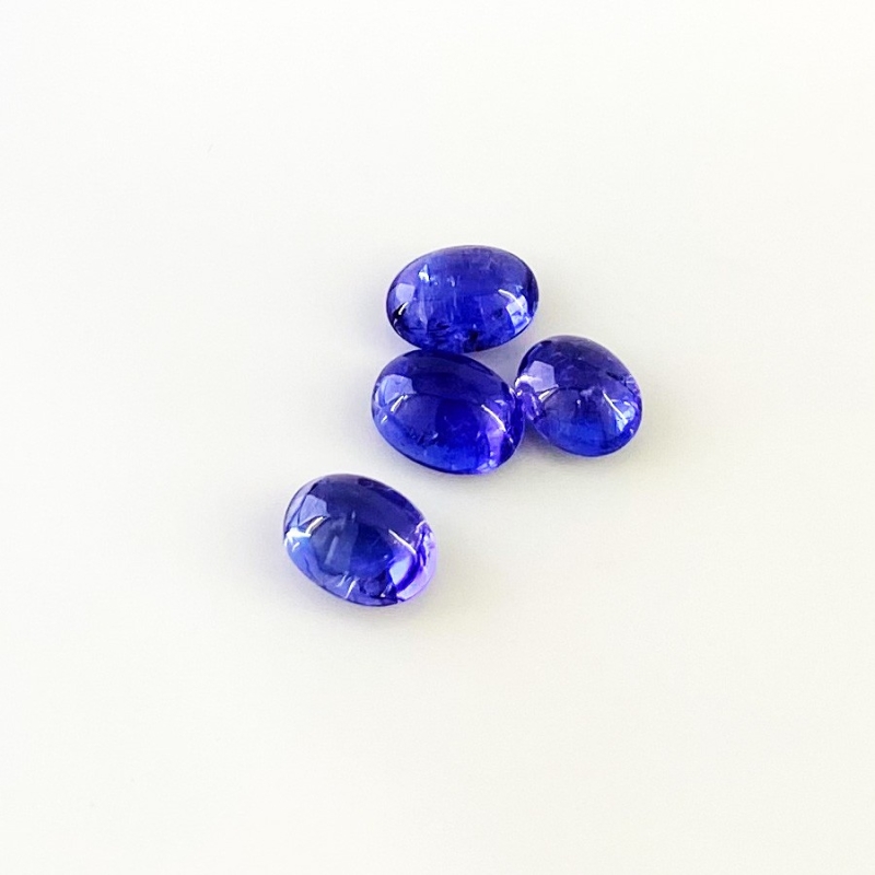 11.12 Cts. Tanzanite 9x7-10x7.5mm Smooth Oval Shape A+ Grade Cabochons Parcel - Total 4 Pcs.