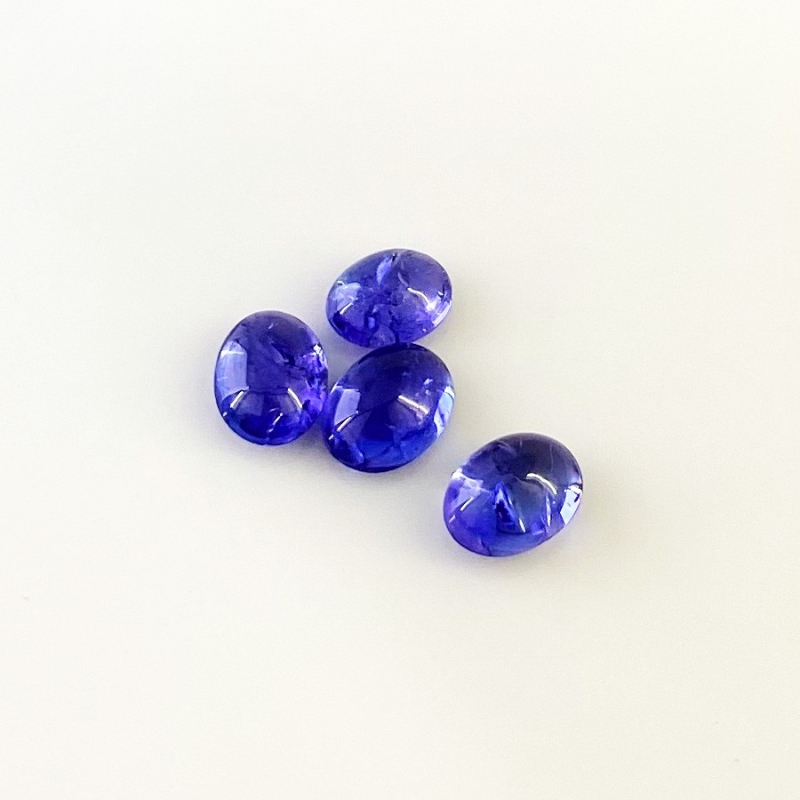 11.12 Cts. Tanzanite 9x7-10x7.5mm Smooth Oval Shape A+ Grade Cabochons Parcel - Total 4 Pcs.