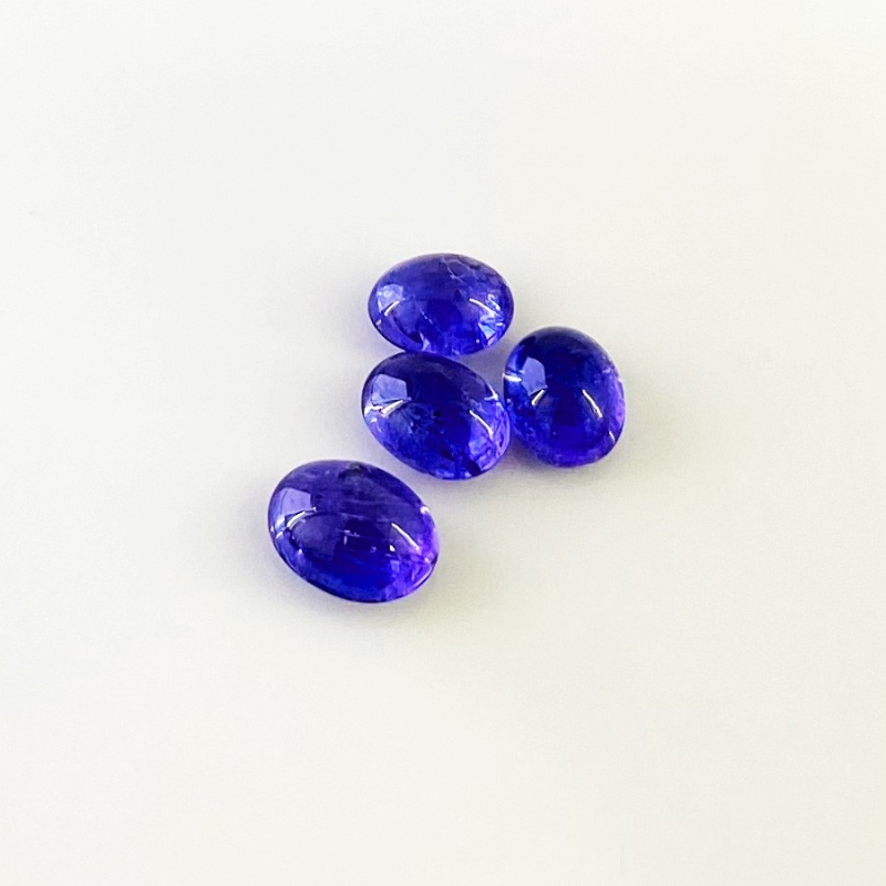 11.46 Cts. Tanzanite 9x7-10.5x8mm Smooth Oval Shape A+ Grade Cabochons Parcel - Total 4 Pcs.