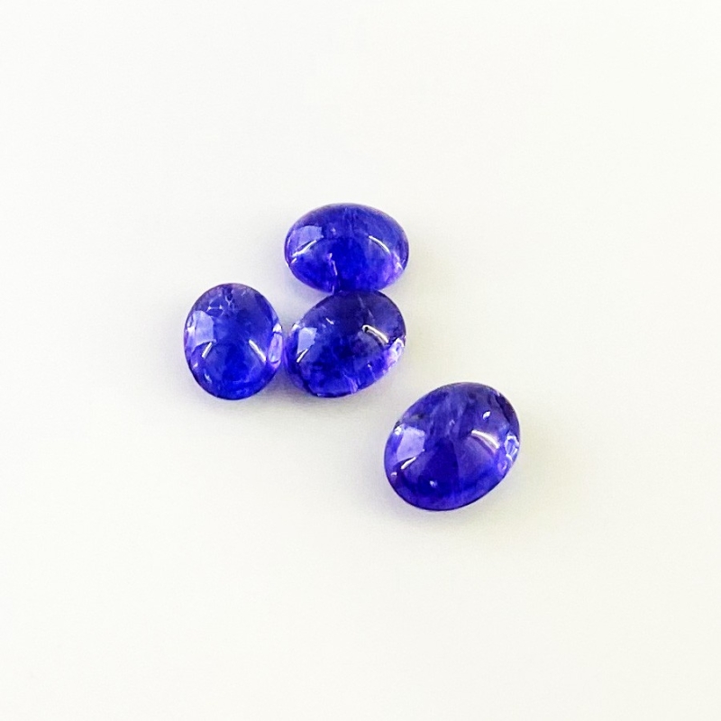 11.46 Cts. Tanzanite 9x7-10.5x8mm Smooth Oval Shape A+ Grade Cabochons Parcel - Total 4 Pcs.