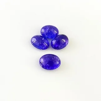 14.54 Cts. Tanzanite 10x8-11x8.5mm Smooth Oval Shape A Grade Cabochons Parcel - Total 4 Pcs.