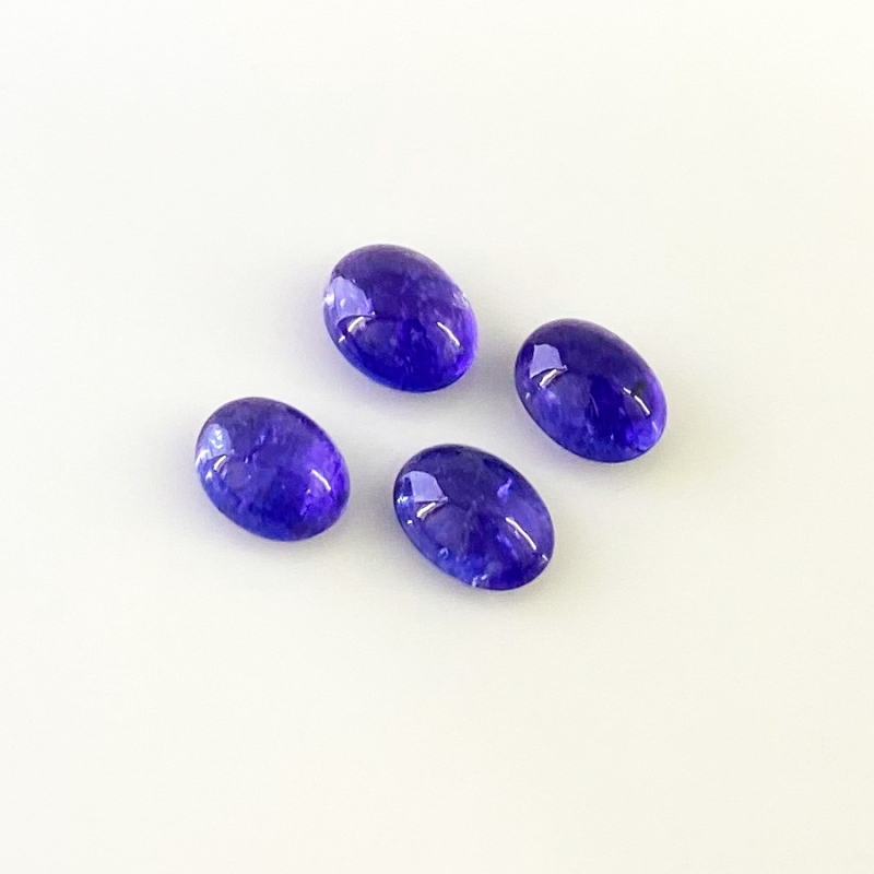 14.54 Cts. Tanzanite 10x8-11x8.5mm Smooth Oval Shape A Grade Cabochons Parcel - Total 4 Pcs.