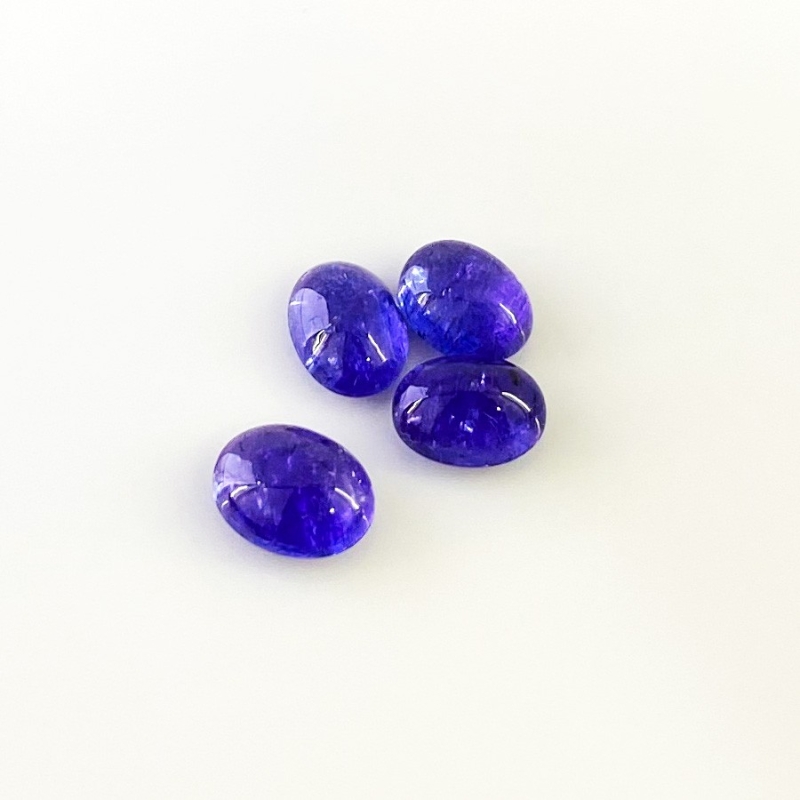 14.54 Cts. Tanzanite 10x8-11x8.5mm Smooth Oval Shape A Grade Cabochons Parcel - Total 4 Pcs.