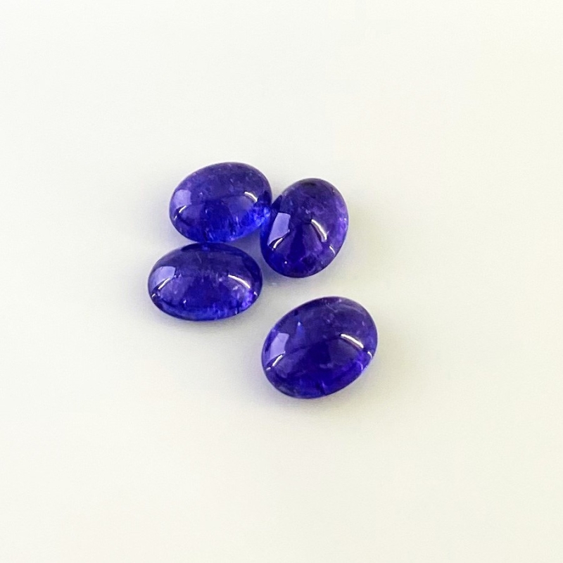 14.54 Cts. Tanzanite 10x8-11x8.5mm Smooth Oval Shape A Grade Cabochons Parcel - Total 4 Pcs.