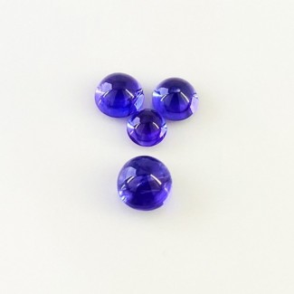 8.24 Cts. Tanzanite 6-8mm Smooth Round Shape AA+ Grade Cabochons Parcel - Total 4 Pcs.