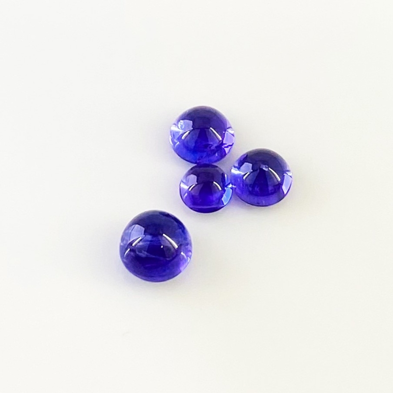 8.24 Cts. Tanzanite 6-8mm Smooth Round Shape AA+ Grade Cabochons Parcel - Total 4 Pcs.