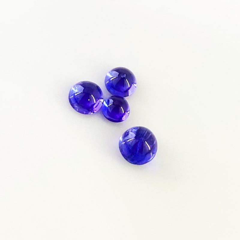 8.24 Cts. Tanzanite 6-8mm Smooth Round Shape AA+ Grade Cabochons Parcel - Total 4 Pcs.