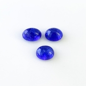 11.88 Cts. Tanzanite 10x8-11x8mm Smooth Oval Shape B Grade Cabochons Parcel - Total 3 Pcs.