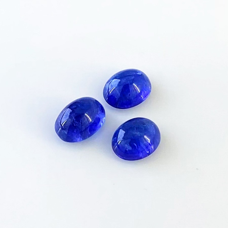 11.88 Cts. Tanzanite 10x8-11x8mm Smooth Oval Shape B Grade Cabochons Parcel - Total 3 Pcs.