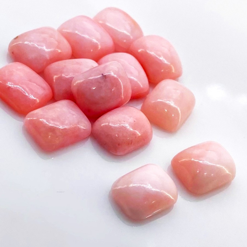 34.50 Cts. Pink Opal 10X8mm Smooth Cushion Shape AA Grade Cabochons Parcel - Total 13 Pcs.