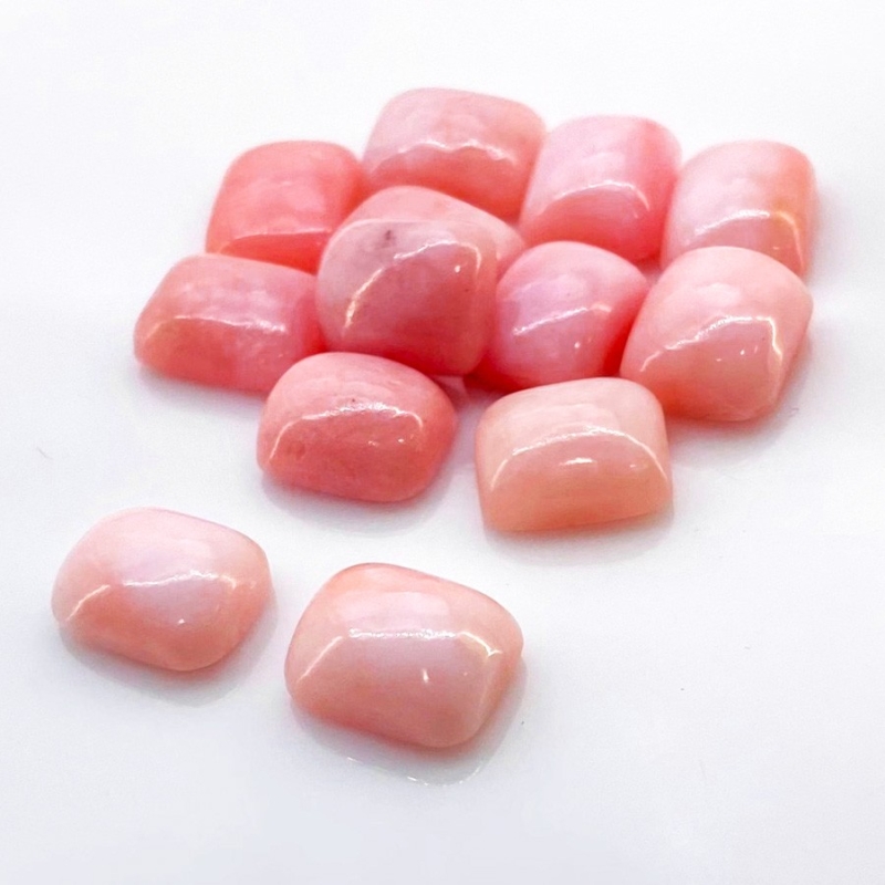34.50 Cts. Pink Opal 10X8mm Smooth Cushion Shape AA Grade Cabochons Parcel - Total 13 Pcs.