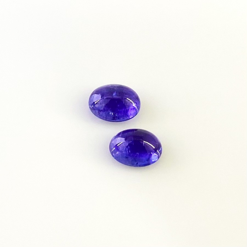 9.12 Cts. Tanzanite 11x8mm Smooth Oval Shape AA+ Grade Cabochons Parcel - Total 2 Pcs.
