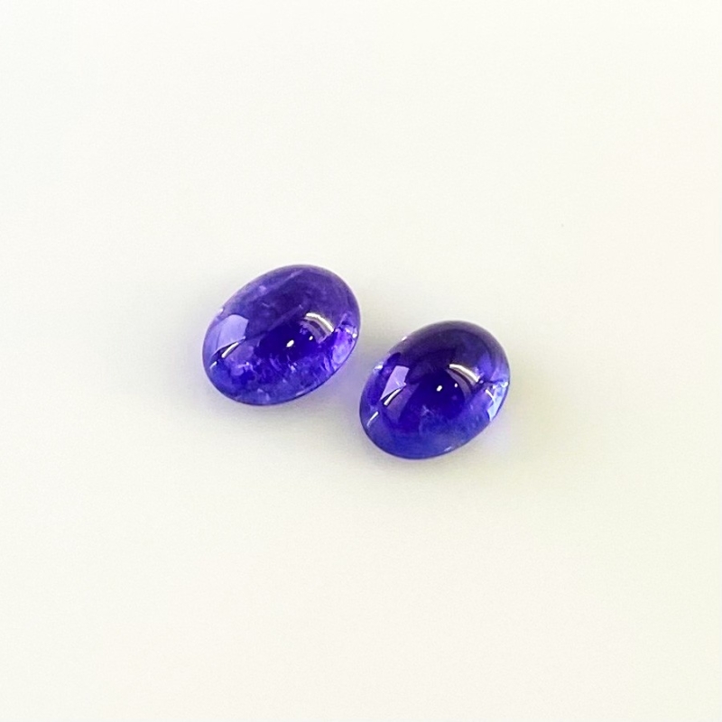 9.12 Cts. Tanzanite 11x8mm Smooth Oval Shape AA+ Grade Cabochons Parcel - Total 2 Pcs.