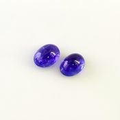 9.12 Cts. Tanzanite 11x8mm Smooth Oval Shape AA+ Grade Cabochons Parcel - Total 2 Pcs.