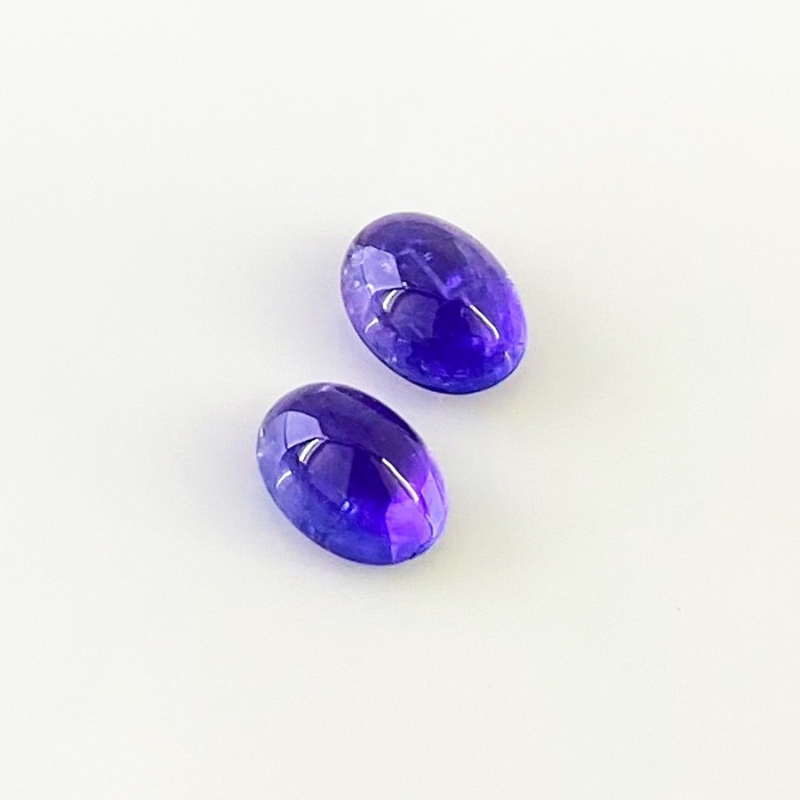 9.12 Cts. Tanzanite 11x8mm Smooth Oval Shape AA+ Grade Cabochons Parcel - Total 2 Pcs.