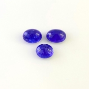 12.82 Cts. Tanzanite 9.5X8-11X8mm Smooth Oval Shape AA Grade Cabochons Parcel - Total 3 Pcs.