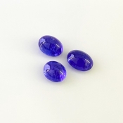 12.82 Cts. Tanzanite 9.5X8-11X8mm Smooth Oval Shape AA Grade Cabochons Parcel - Total 3 Pcs.