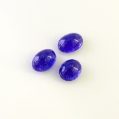 12.82 Cts. Tanzanite 9.5X8-11X8mm Smooth Oval Shape AA Grade Cabochons Parcel - Total 3 Pcs.