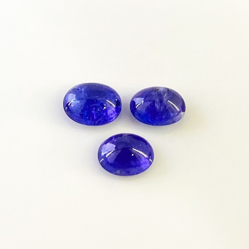 15.58 Cts. Tanzanite 11.5x9-12x9.5mm Smooth Oval Shape A+ Grade Cabochons Parcel - Total 3 Pcs.
