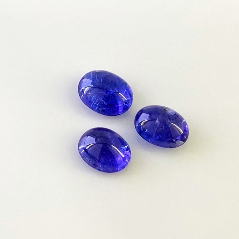 15.58 Cts. Tanzanite 11.5x9-12x9.5mm Smooth Oval Shape A+ Grade Cabochons Parcel - Total 3 Pcs.