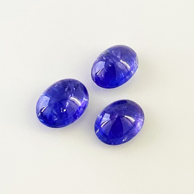15.58 Cts. Tanzanite 11.5x9-12x9.5mm Smooth Oval Shape A+ Grade Cabochons Parcel - Total 3 Pcs.
