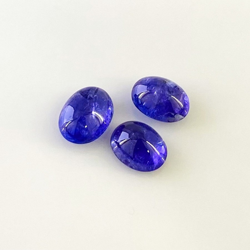 15.58 Cts. Tanzanite 11.5x9-12x9.5mm Smooth Oval Shape A+ Grade Cabochons Parcel - Total 3 Pcs.