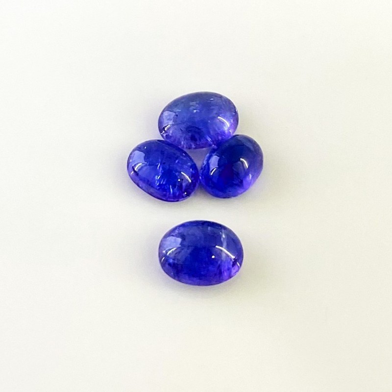 15.97 Cts. Tanzanite 10x7.5-11.5x8.5mm Smooth Oval Shape A+ Grade Cabochons Parcel - Total 4 Pcs.
