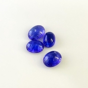 15.97 Cts. Tanzanite 10x7.5-11.5x8.5mm Smooth Oval Shape A+ Grade Cabochons Parcel - Total 4 Pcs.