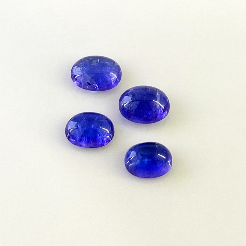 15.97 Cts. Tanzanite 10x7.5-11.5x8.5mm Smooth Oval Shape A+ Grade Cabochons Parcel - Total 4 Pcs.