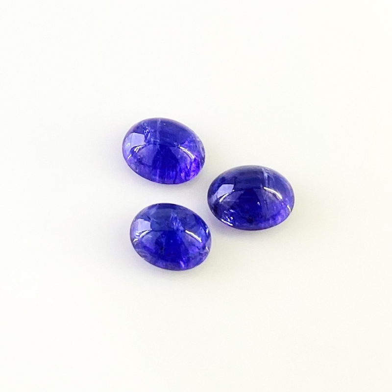 13.36 Cts. Tanzanite 10.5X8.5-11X9mm Smooth Oval Shape AA Grade Cabochons Parcel - Total 3 Pcs.