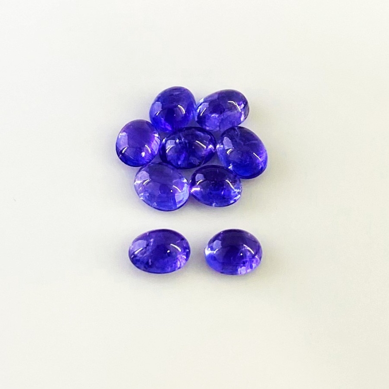 16.09 Cts. Tanzanite 7.5x6-8x6.5mm Smooth Oval Shape A+ Grade Cabochons Parcel - Total 9 Pcs.