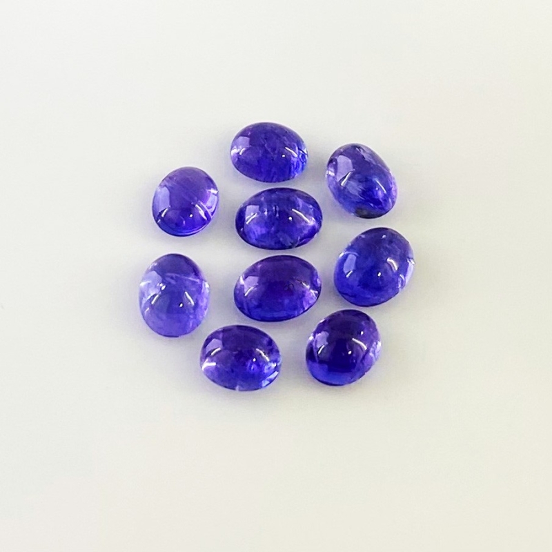 16.09 Cts. Tanzanite 7.5x6-8x6.5mm Smooth Oval Shape A+ Grade Cabochons Parcel - Total 9 Pcs.