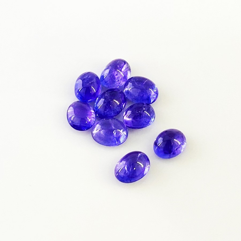 16.09 Cts. Tanzanite 7.5x6-8x6.5mm Smooth Oval Shape A+ Grade Cabochons Parcel - Total 9 Pcs.