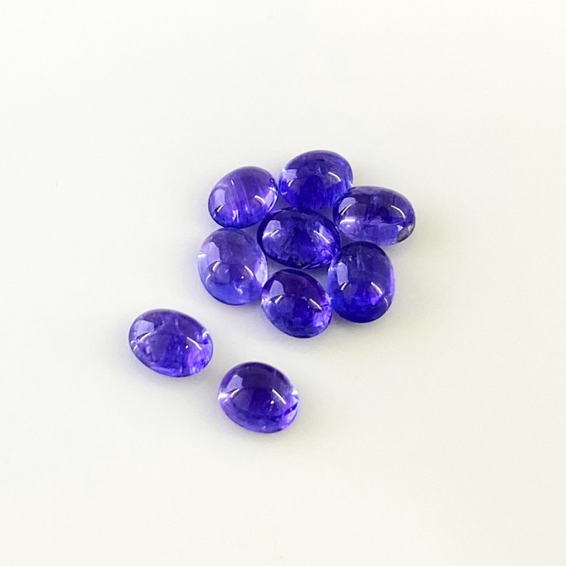 16.09 Cts. Tanzanite 7.5x6-8x6.5mm Smooth Oval Shape A+ Grade Cabochons Parcel - Total 9 Pcs.