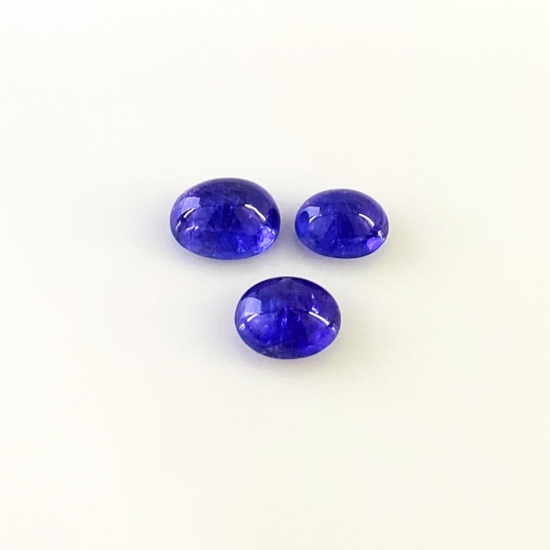 9.75 Cts. Tanzanite 9x7-10x8mm Smooth Oval Shape AA+ Grade Cabochons Parcel - Total 3 Pcs.