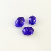9.75 Cts. Tanzanite 9x7-10x8mm Smooth Oval Shape AA+ Grade Cabochons Parcel - Total 3 Pcs.