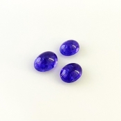 9.75 Cts. Tanzanite 9x7-10x8mm Smooth Oval Shape AA+ Grade Cabochons Parcel - Total 3 Pcs.