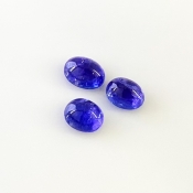 9.96 Cts. Tanzanite 9x7-10x7.5mm Smooth Oval Shape AA+ Grade Cabochons Parcel - Total 3 Pcs.