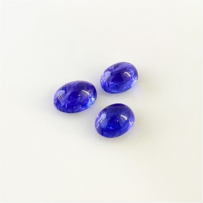 9.96 Cts. Tanzanite 9x7-10x7.5mm Smooth Oval Shape AA+ Grade Cabochons Parcel - Total 3 Pcs.