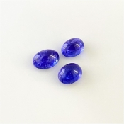 9.96 Cts. Tanzanite 9x7-10x7.5mm Smooth Oval Shape AA+ Grade Cabochons Parcel - Total 3 Pcs.