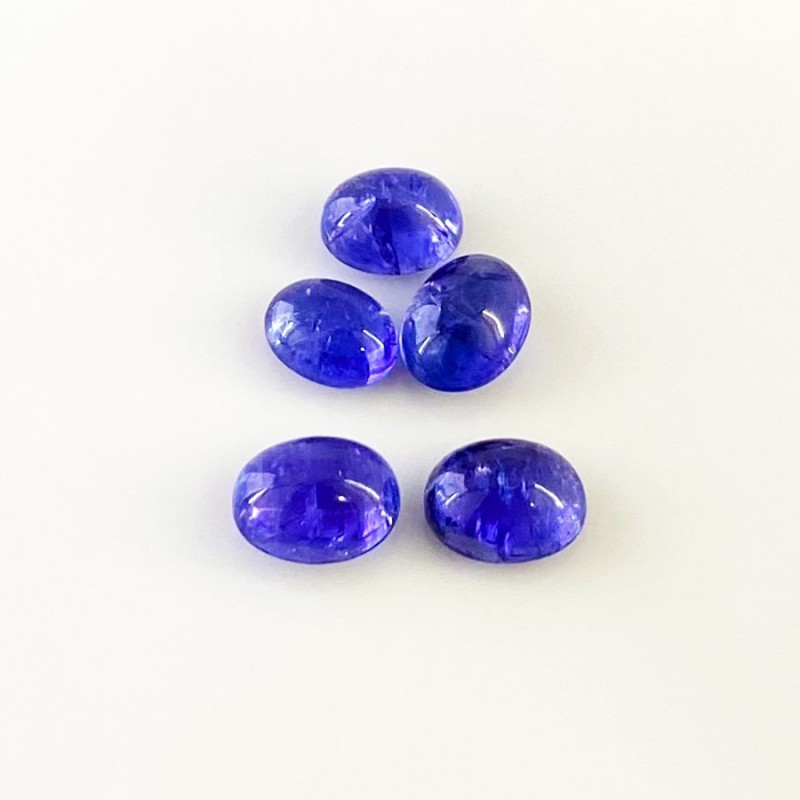 16.88 Cts. Tanzanite 9x7-10.5x8mm Smooth Oval Shape A+ Grade Cabochons Parcel - Total 5 Pcs.