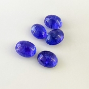 16.88 Cts. Tanzanite 9x7-10.5x8mm Smooth Oval Shape A+ Grade Cabochons Parcel - Total 5 Pcs.