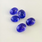 16.88 Cts. Tanzanite 9x7-10.5x8mm Smooth Oval Shape A+ Grade Cabochons Parcel - Total 5 Pcs.